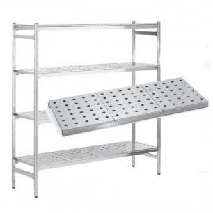 ESTANTERÍA DE ACERO INOXIDABLE CON BANDEJAS INOX PERFORADAS