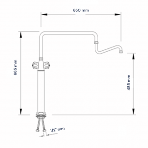 MEDIDAS DE GRIFO DE COLUMNA ORIENTABLE SOBREMESA POMO AISLANTE