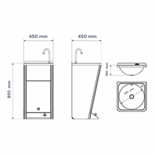 MEDIDAS DE LAVAMANOS AUTÓNOMO AGUA FRÍA