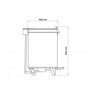 MEDIDAS DE CONTENEDOR INOX CON TAPA Y RUEDAS DESMONTABLES A PEDAL