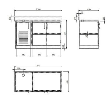 MEDIDAS DE MUEBLE CON PUERTA CON REJILLA DE VENTILACIÓN