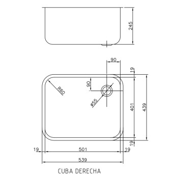 MEDIDAS DE Fregadero gama 600 - 1 cubeta