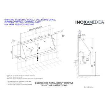 INSTRUCCIONES DE MONTAJE URINARIO COLECTIVO A PARED