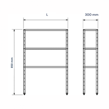 ESTANTERÍA DE 3 BALDAS ALTURA 850
