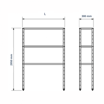ESTANTERÍA DE 3 BALDAS ALTURA 2950