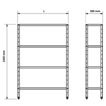 ESTANTERÍA DE 4 BALDAS ALTURA 2350