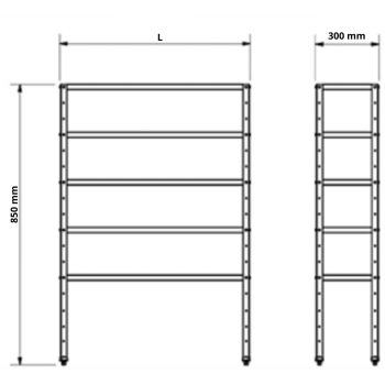 ESTANTERÍA DE 5 BALDAS ALTURA 850