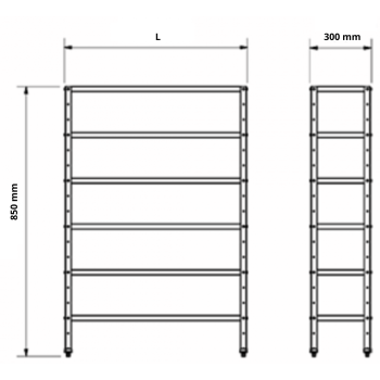 ESTANTERÍA DE 6 BALDAS ALTURA 850
