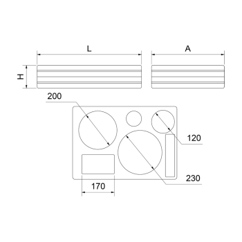 BANDEJA ISOTÉRMICA POLIPROPILENO EURONORM 1/1 PARA COLECTIVIDADES (BASE + TAPA) 5 COMPARTIMENTOS