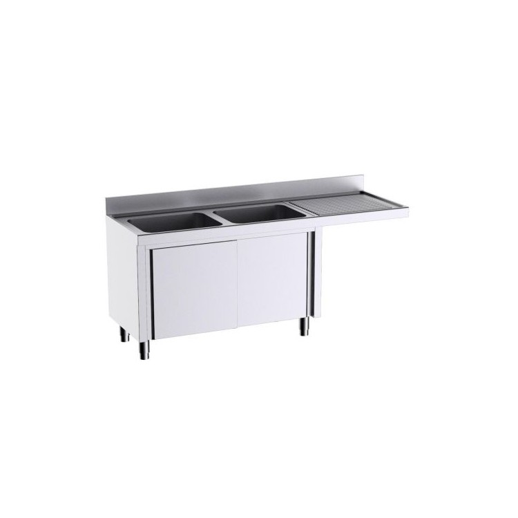 Mueble fregadero doble (2 cubas) con puertas correderas, escurridor y espacio para lavavajillas GAMA 700 Mueble fregadero doble (2 cubas) con puertas correderas, escurridor y espacio para lavavajillas GAMA 700