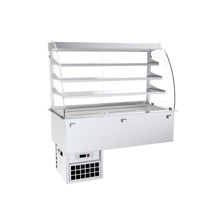 Vitrina central refrigerada de 3 niveles con cuba fría ventilada