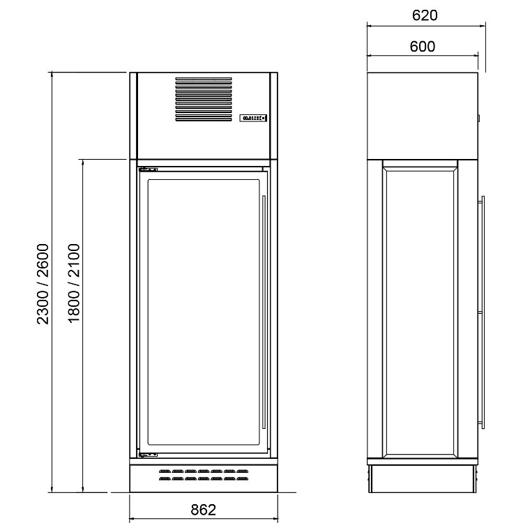 Vinoteca Central Enolux 1 Puerta Negra 862x632x2300 mm