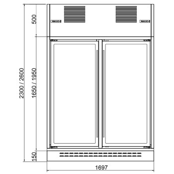 Vinoteca Central Enolux 2 Puertas Gris 1697x632x2600 mm