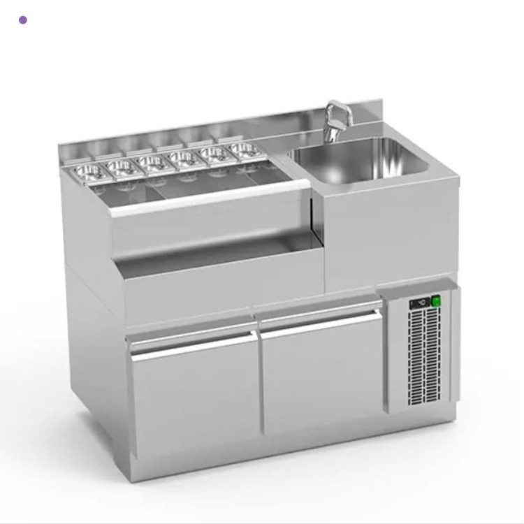 Mueble Refrigerado con Fregadero 120 cm - Cuba Izquierda