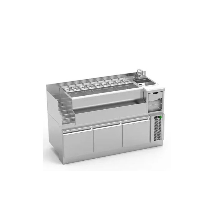 Mueble Refrigerado con Pirámide y Muro Técnico