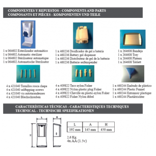 Dispensador de gel hidroalcohólico automático en acero inox