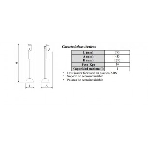 Dimensiones dosificador gel codo