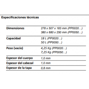 Medidas de papelera en acero inoxidable con tapa auto-retorno