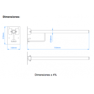 MEDIDAS BARRA DE APOYO ABATIBLE VERTICAL