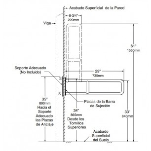 BARRA APOYO ABATIBLE VERTICAL BOBRICK