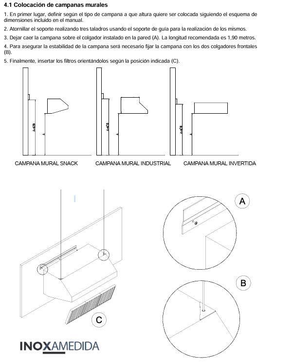 INSTALACION CAMPANA INOX INSTRUCCIONES